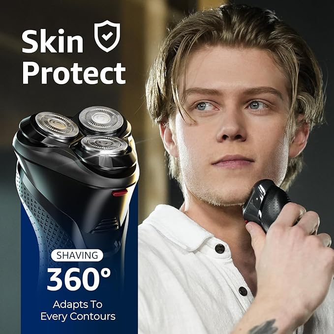 Cordless Electric Razor for Men: 3-in-1 Shaver for Beard/Nose/Sideburns - IPX7 Waterproof Travel Kit