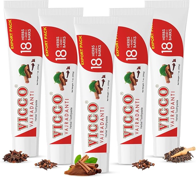 Vicco Vajradanti Ayurvedic Herbal Toothpaste by Vicco ? 70 Year Legacy of Ayurveda with 18 Ayurvedic Herbs &amp Barks 100% Natural Vegan Fluoride-Free &amp Cruelty-Free ? 3.53 oz (5 Pack)