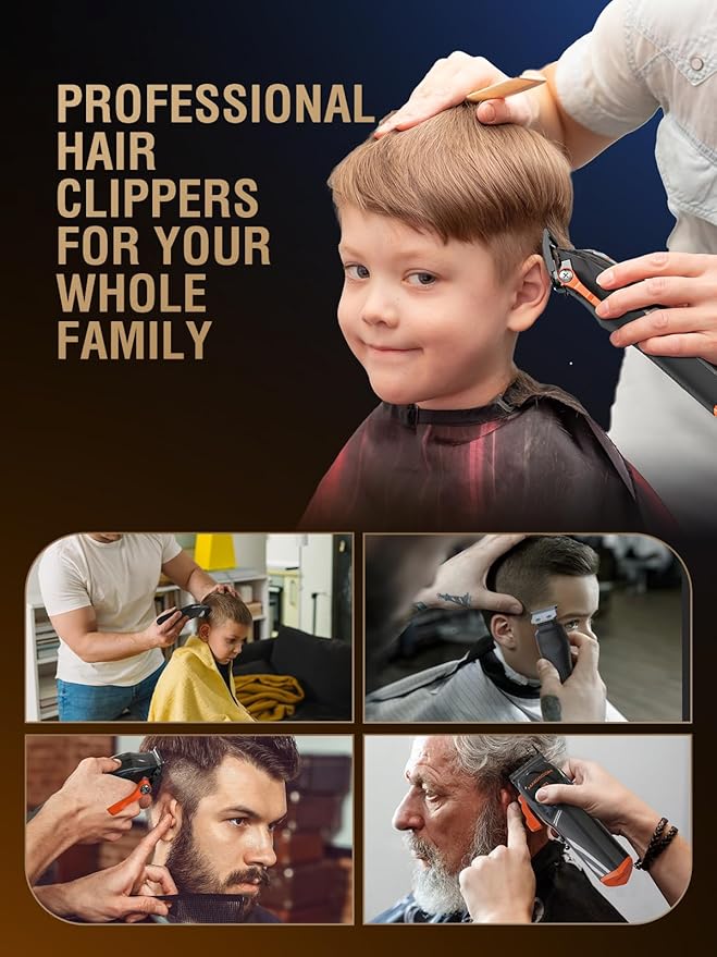 Professional Hair Clippers for Men 9000 RPM Magnetic Motor DLC Blades Cordless Hair Cutting Clippers and Trimmers Set Haircut Kit Perfect for Barber Fades Christmas Gifts for Men