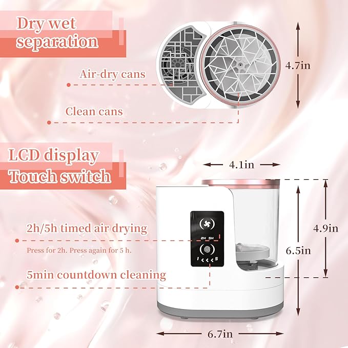 LARDERGO Makeup Brush Cleaner Machine Ultimate Efficient Electric Automatic Cleaner and Dryer for All Types of Makeup Brushes