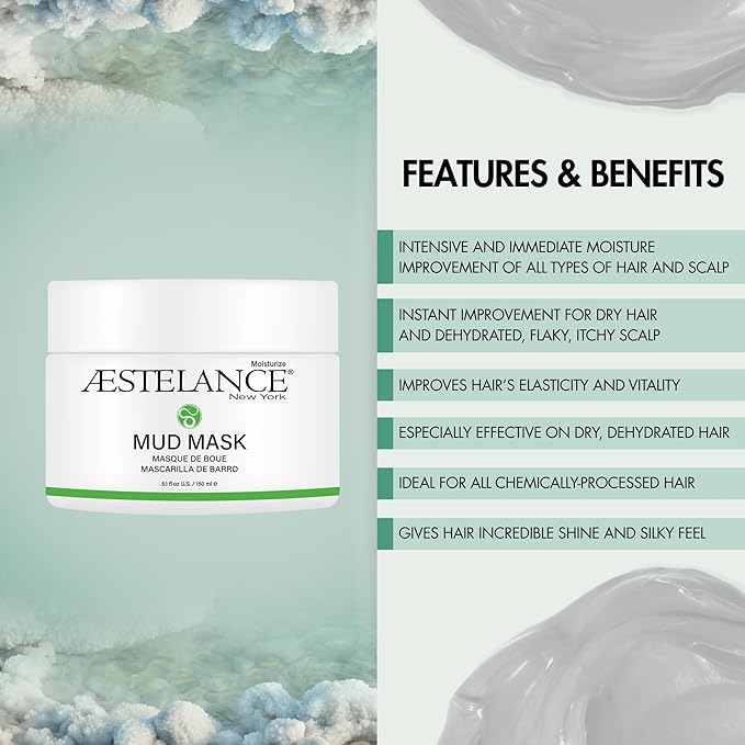 Mud Mask for Hair and Scalp Natural Treatment for Dry Damaged and Overprocessed Hair 5.1 oz