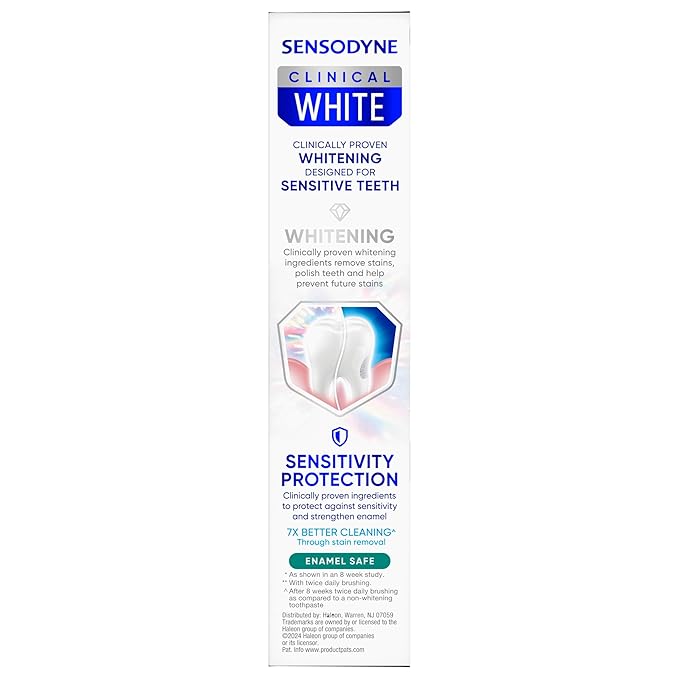 Sensodyne Clinical White Toothpaste Clinically Proven Whitening for Sensitive Teeth Intensive Clean 3.4 oz (3 Pack)
