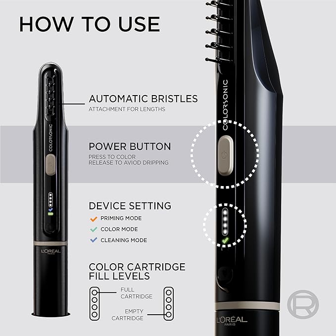 L'Oreal Paris Colorsonic Permanent Hair Dye Coloring Device for Root Touch Up All Over Color and Gray Coverage Mistake-Free Application (Hair Color Cartridge Sold Separately)