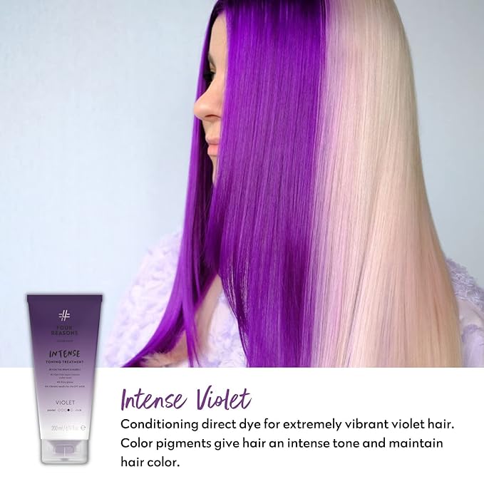 Four Reasons Color Mask INTENSE- Violet ? (27 Colors) Intensive Toning Treatment - Color Depositing Conditioner ? Semi Permanent Hair Dye for Lightened and Colored Hair? 100% Vegan 6.76 fl oz