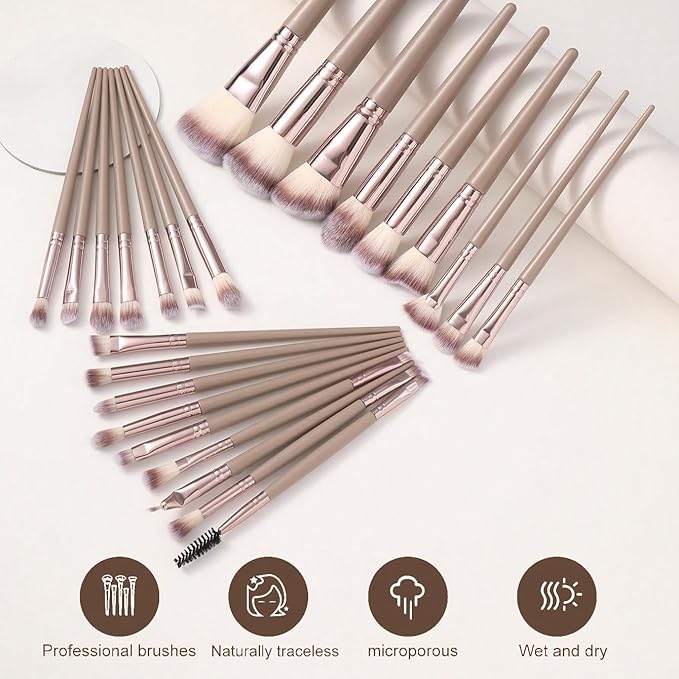 42Pcs Brown Makeup Brushes Set Professional Makeup Kit Multi-functional Makeup Tool Set with Facial Makeup Accessories Foundation Makeup Brush Kit Eye and Face Make up Brushes &amp Tools