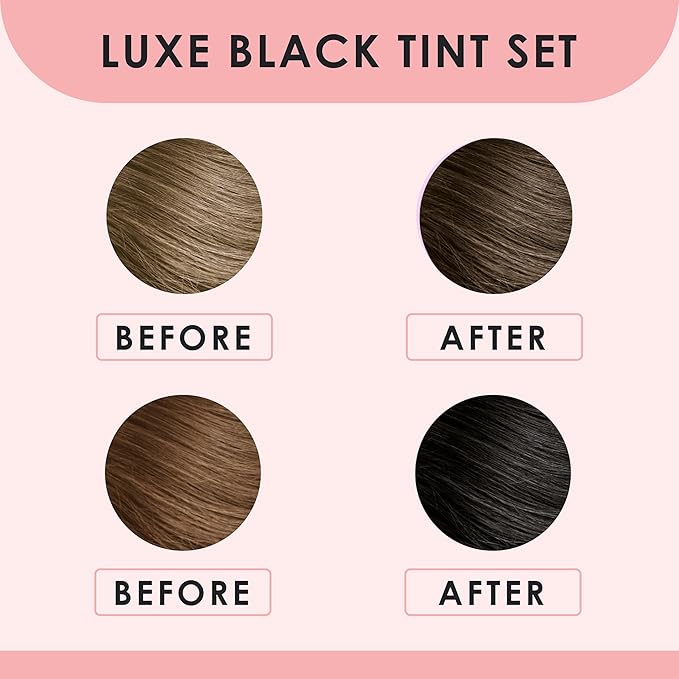 Luxe Cosmetics- Black Color Set for Lashes and Brows - Long Lasting Temporary Color (Up to 4 Weeks) - Vegan &amp Cruelty-Free - for Salon &amp Home Use