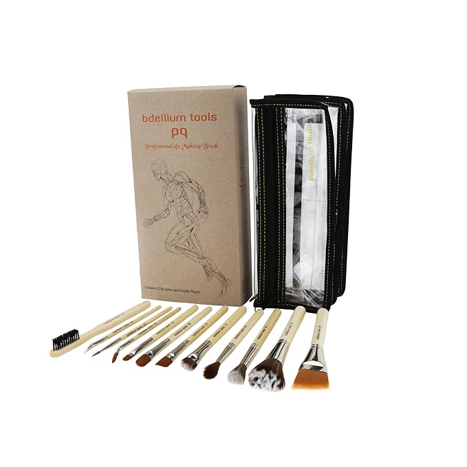 Bdellium Tools Professional Makeup Brush Special Effects SFX Series - 12 pc. Brush Set with Double Pouch (1st Collection)