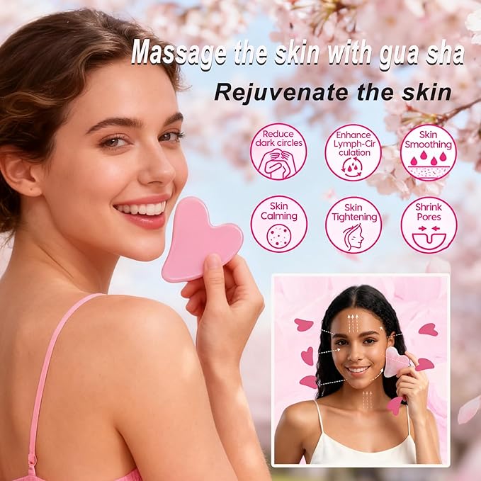 Sakura Skin Care Set Christmas Birthday Gifts for Teen Girls -Skincare for Girls 10-12 - Kids Skin Care Set for girls Ages 8-12 - Kids Skin Care for Teens 10-12 - Skin Care Kit for Women with Gua Sha