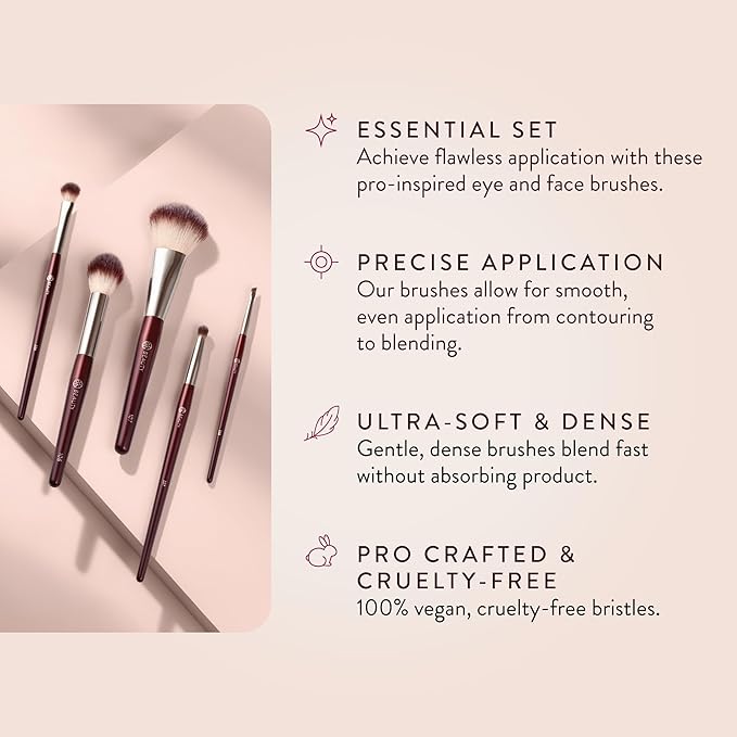BK BEAUTY - PRECISION BRUSH COLLECTION (5PC) - Professional Makeup Brush Set for Bronzer Blush Contour Powder &amp Eye Makeup | Premium Face Brushes for Flawless Application