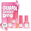 Glow Recipe Guava Brightening Korean Skincare Gift Set - Vitamin C Under Eye Cream Treatment + Hydrating Vitamin C Dark Spot Face Serum with Niacinamide &amp Peptides Travel Size (2 Count)