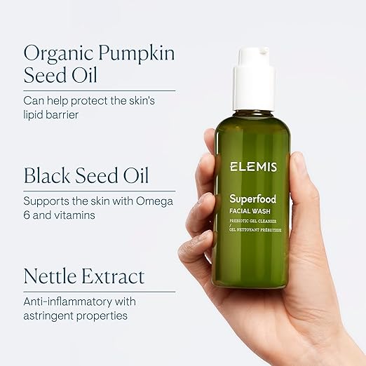ELEMIS Superfood Facial Wash | Revitalizing Daily Prebiotic Gel Wash Gently Cleanses Nourishes and Balances Skin for a Fresh Glowing Complexion