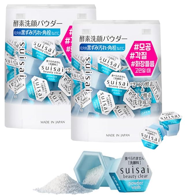 Kane-bo Sui-sai Beauty Clear Enzyme Powder Face Wash - 2 Packs of 32pcs Japanese Skincare - No Fragrance or Colorants -Exfoliates &amp Cleanses Pores - Exfoliator Exfoliating for face (Korean Ver.)
