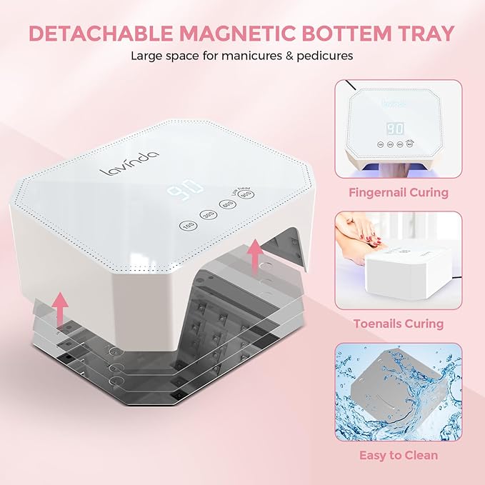 Lavinda 54W Corded UV LED Nail Lamp for Gel Nails - Plug-in Professional Nail Dryer with Fast Curing 4 Timers Touch Screen Compatible with All Gel Polishes (White)