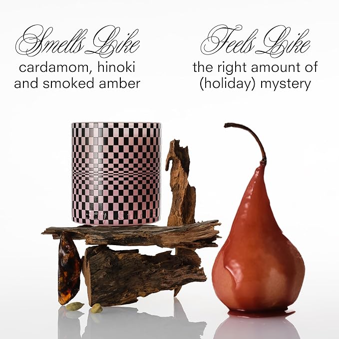 Boy Smells Festive Checker HINOKI FANT?ME ? Holiday Scent with Cardamom Hinoki &amp Smoked Amber ? Woodsy Cozy Soy Wax ? 8.5oz