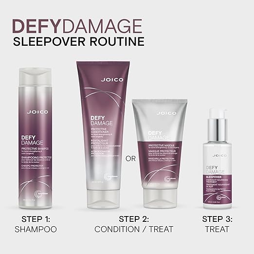 Joico Defy Damage Sleepover Overnight Nourishing Treatment | Instantly Softens &amp Smooths | Strengthen Bonds | Reduce Breakage &amp Split Ends | No Rinse Formula | With Arginine &amp Keratin
