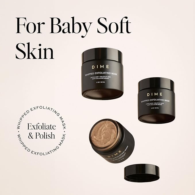 DIME Beauty Whipped Exfoliating Mask Face Scrub and Cleanser Lactic Acid and Salicylic Acid Scrub 2 oz / 60 ml