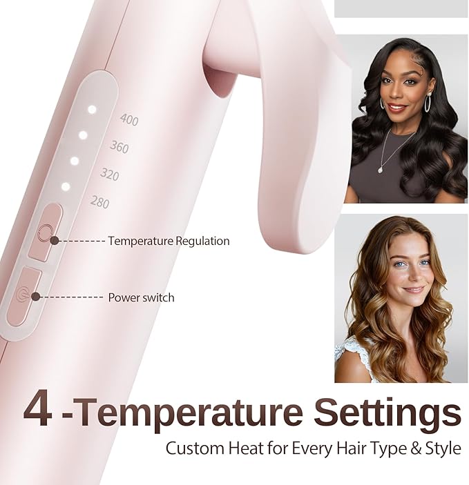 1.5 Inch Extra Large Curling Wand for Long Hair - Ceramic Tourmaline Barrel with 40000000 Negative Ions Defined Curls and Easy to Use with Temperature Control for All Hair Types
