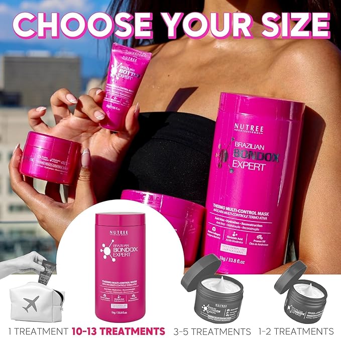 Brazilian Hair Bondox Expert Thermal Mask 33.8 fl.oz - Formaldehyde-Free - Repairs Hair Elasticity Softens Moisturizes Adds Shine - 20 Applications