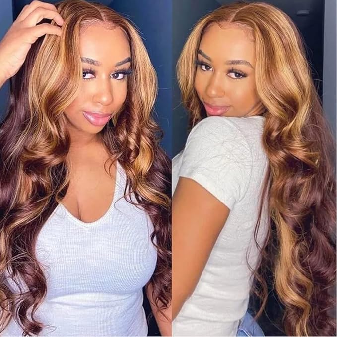 UNICE Body Wave Honey Blonde Highlight Human Hair 3 Bundles with 4x4 lace closure Free Part Ombre 12A Remy Human Hair Weave Extensions 18 20 22+16 Inch Closure