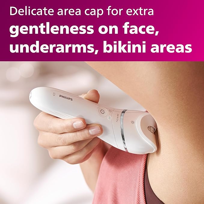 Philips Epilator Series 8000 Wet &amp Dry 3-in-1 with Shaver &amp Trimmer Attachments for Women 8 Accessories Included BRE720/14