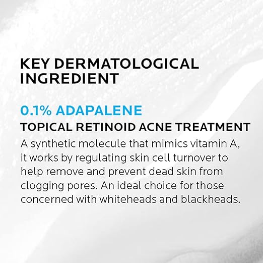 La Roche-Posay Effaclar Adapalene Gel 0.1% Acne Treatment Retinoid Cream Acne Medication Gel For Blackheads &amp Whiteheads Oil Free Helps Clear And Prevent Blemishes &amp Clogged Pores