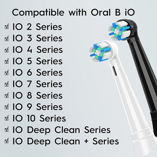 10 PCS IO Replacement Heads Compatible with Oral b IO 2/3/4/5/6/7/8/9/10 Series Electric Toothbrush Brush Heads Refills Compatible with Oral B IO (Black/White)