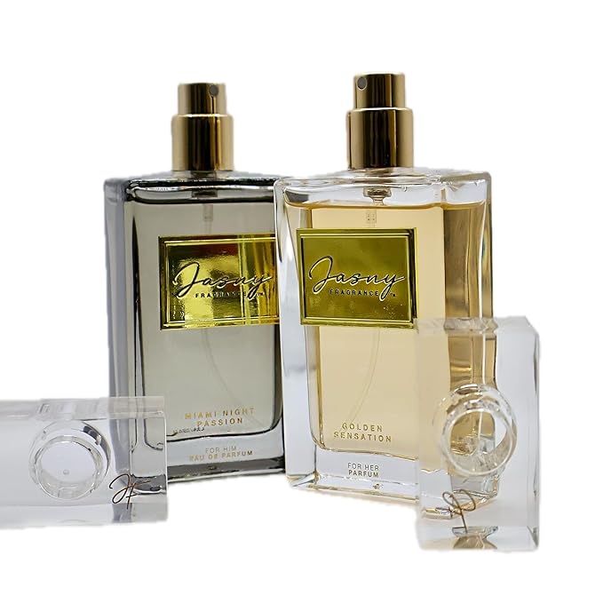 Miami Night Passion &amp Golden Sensation Perfume Set ? Fragrances for Him &amp Her (50ml each) | Floral Citrus &amp Woody Aromatic Notes | Luxury &amp Elegance by Jasny Fragrance
