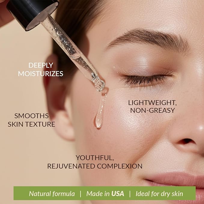 Hyaluronic Acid Serum for Face - USA Made with Natural &amp Organic Ingredients Hydrating Anti Aging Face Serum Softens and Smoothes Dry &amp Sensitive Skin Fragrance Free Day &amp Night Facial