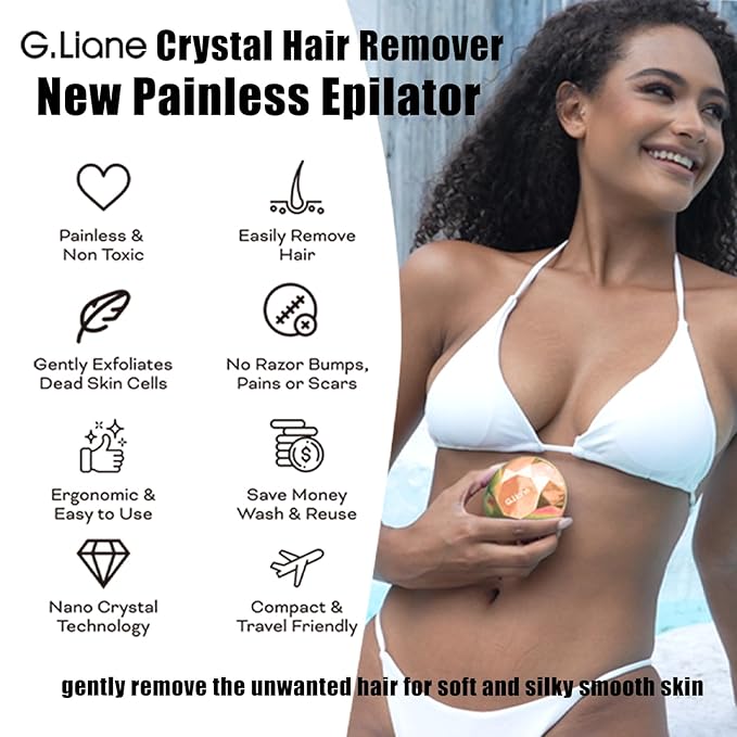Crystal Hair EraserPainless Nano Hair Remover ExfoliationGentle and Efficient Glass Hair Removal Device Without WaxingNatural Epilator for Women and Men(Gold)