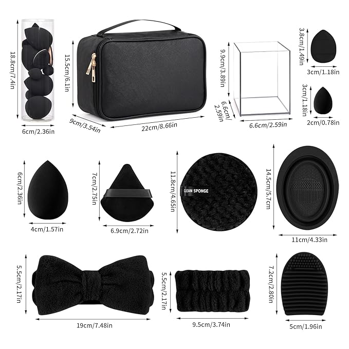 MAGEFY Makeup Brushes 37 Pcs Makeup Kit Multi-functional Makeup Tool Set with Double-End Powder Blush Eyeshadows Brush Make up Brushes Set BagBlack