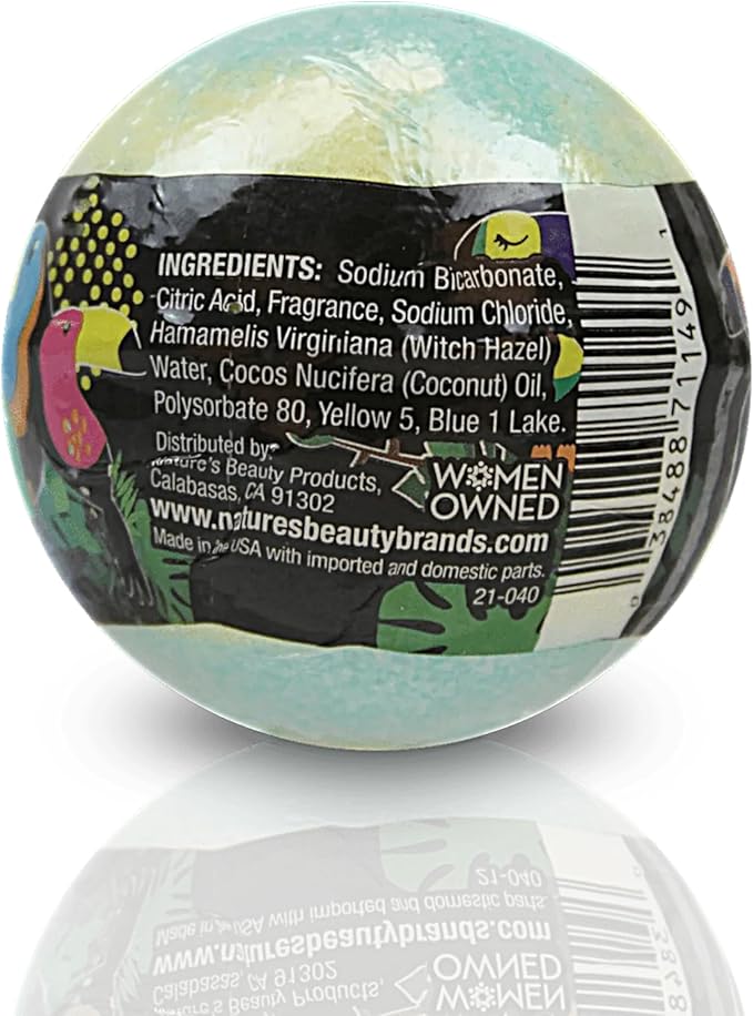 Nature's Beauty Tropical Escape Pineapple &amp Coconut Scent Bath Bomb Multi-Pack - Natural Hand Crafted Luxury Spa Bomb Nourish Dry Skin Made w/Coconut Oil + Witch Hazel 5.5 oz (4 Pack)