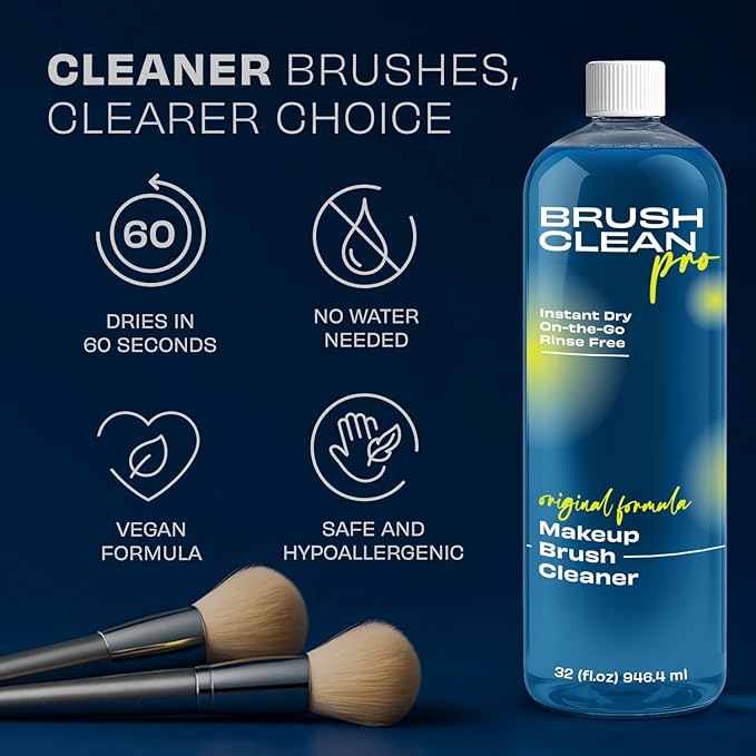 Original Makeup Brush Cleaner - Professional Cleanser for Makeup Brushes - Quick-Drying Rinse-Free Formula - Removes Stubborn Waterproof Make Up 32 oz