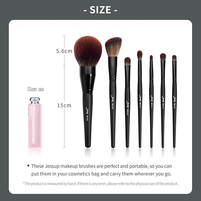 Jessup Full Makeup Brushes Set 13pcs Professional Vegan Foundation Powder Contour Blush Highlight Eyeshadow Blending Concealer Spoolie EyeLiner Brush Phantom Black T300