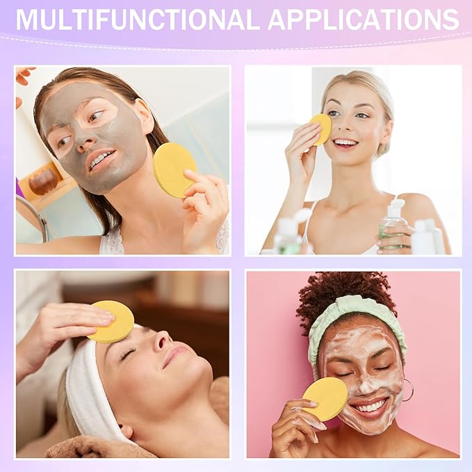 Mifoci 960 Pieces Yellow Compressed Facial Sponges for Estheticians Makeup Removal Sponge Pads for Women Spa Exfoliating Face