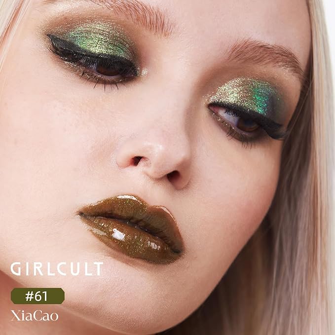 GIRLCULT 4-Color Sparkle Eyeshadow Palette ? All Shimmer Blue Green Eyeshadow Quad Highly Pigmented Glitter Finish Long-Lasting &amp Blendable Cool Toned Eye Makeup for Daily or Party Looks #61