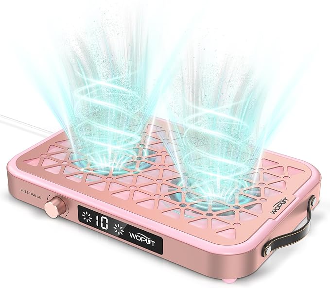 Nail Dust Collector 1600PA Professional Nail Vacuum Dust Collector Fan with Filter Papers (30 Pcs) for Acrylic Nail Polishing &amp Manicure at Nail Salon &amp Home - Pink