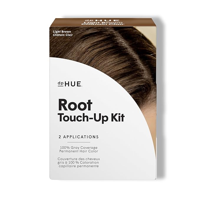 dpHUE Root Touch-Up Kit Light Brown - Permanent Hair Color for Gray Coverage - Includes Two Applications - Paraben SLS &amp SLES Sulfate Free - Leaping Bunny Certified