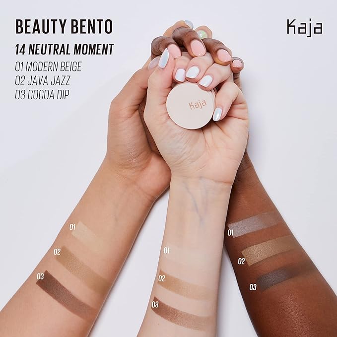 Kaja Beauty Bento Collection - Bouncy Eyeshadow Trio | Neutral Earthy Tones Travel Size 14 Neutral Moment 2019 Allure Best of Beauty Award 0.03 Oz
