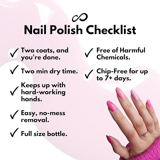 Eternal Pink Nail Polish Set for Women (SO PINK) - Pastel Pink Nail Polish Set for Girls - Long Lasting &amp Quick Dry Natural Nail Polish Kit for Home DIY Mani Pedi - Made in USA 13.5mL (Set of 5)