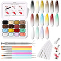 Sponge Pat Paint Nail Gel Ombre Nails Gradient Gel Nail Blush Blooming Aura Nails Drawing Stripper Floral Painting DIY Nail Art No Wipe UV/LED Curing (16 Colors H)