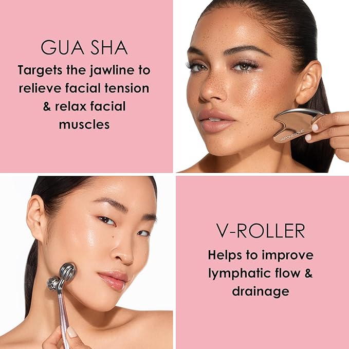 JAPONESQUE SKINTherapy Contouring Facial Tool V Roller for Lymphatic Drainage Facial Massage Relieves Tension and Improves Absorption of Skin Care Products