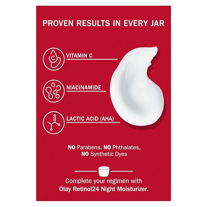 Olay Vitamin C Face Moisturizer Brightening Cream for Women Instant Hydration Evens Tone Dark Spot &amp Hyperpigmentation Reduction Glowing Skin Care - Niaciniamide Lactic Acid 1.7 Oz