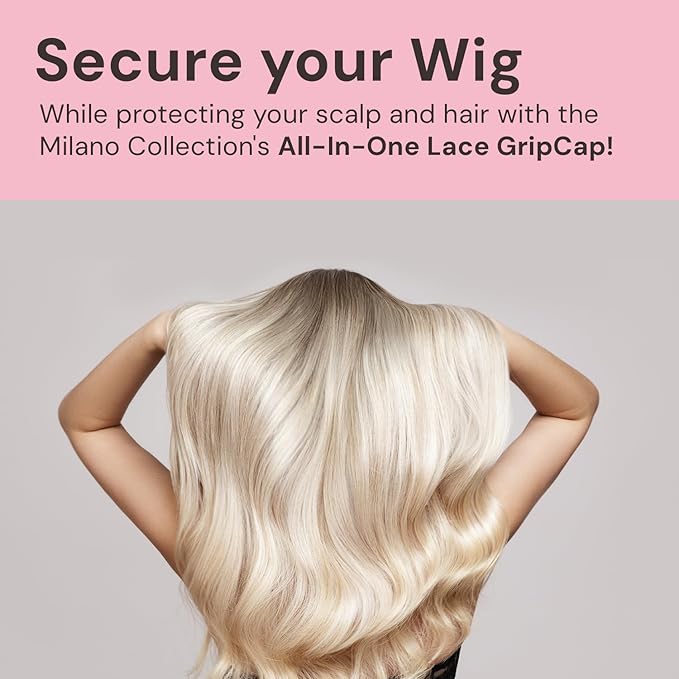 MILANO COLLECTION Lace Wig Grip Cap for Women Adjustable Wig Caps for Women Non Slip with Headband to Secure Lace Top Perfectly in Place One Size Fits All Nude