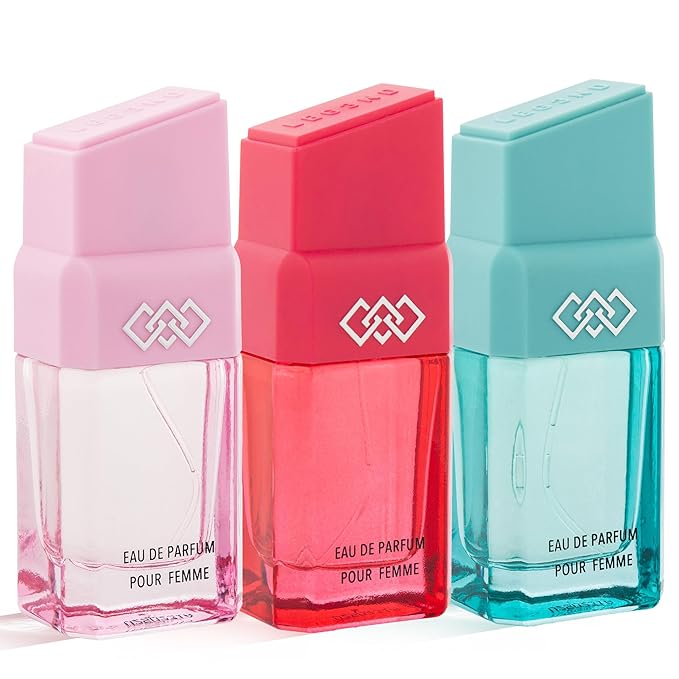 LEG3ND Set of 3 Pour Femme - Fresh Floral &amp Sweet Cologne for Women - Long-Lasting Luxury Fragrance with Essential Oils - Comes in a Glass Bottle Spray (15ml each)