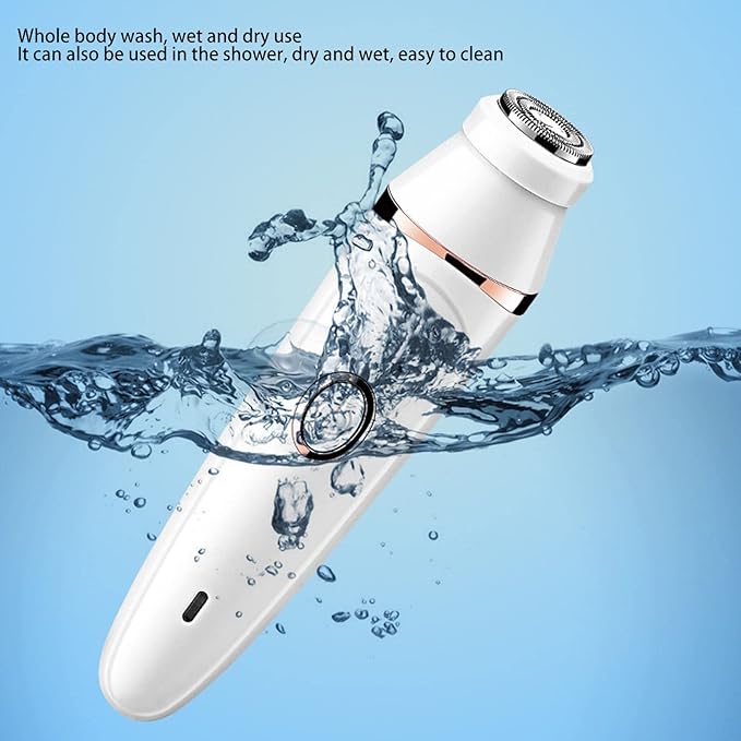 Pyhodi Essential Women Wet Dry Electric Shaver for Legs 3W Cordless Hair Removal Device Hair Trimmer 7 in 1 USB Whole Body Washable White Rechargeable Cordless Hair Clipper 300mAh