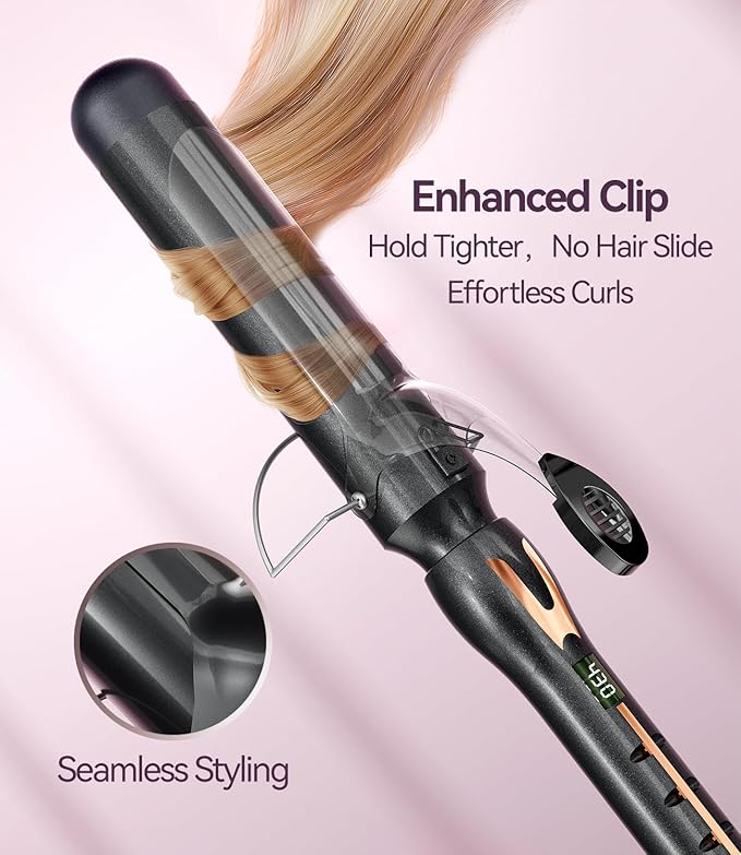 Curling Iron 1 1/2 Inch for Big Curls 14 Heat Settings Big Barrel 1.5 Inch Ceramic Large Barrel Curling Iron 1 1/2 Inch with Argan Oil Infused