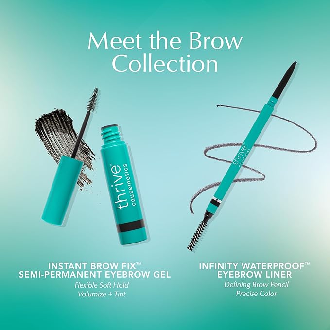 Thrive Causemetics Infinity Waterproof Eyebrow Pencil Retractable Brow Pencil with Hyaluronic Acid &amp Shea Butter Dual Ended Eyebrow Brush Spoolie Fine Tip Vegan &amp Cruelty Free Tova (Soft