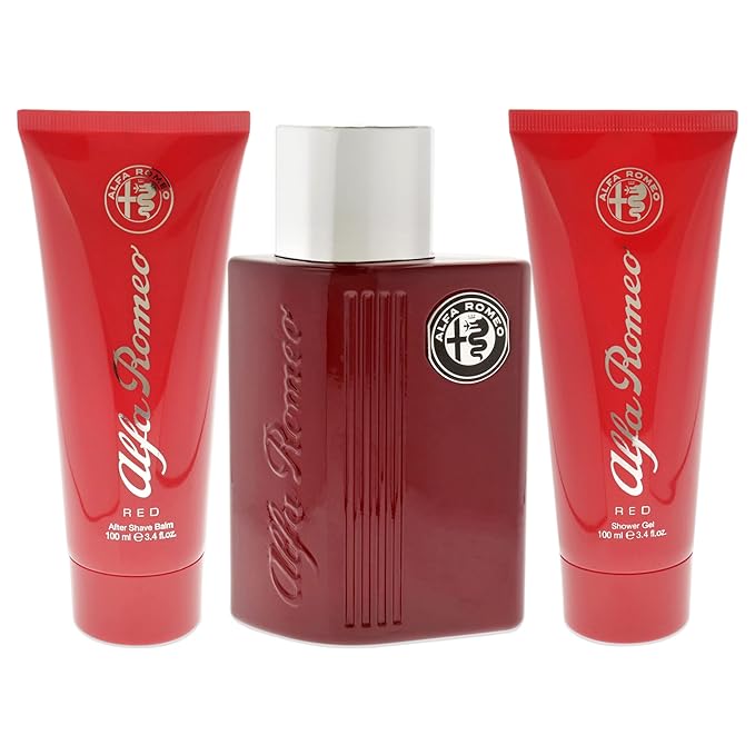 Alfa Romeo Alfa Romeo Red 4.2 oz EDT Spray 3.4oz Shower Gel 3.4oz After Shave Balm Men 3 Pc Gift Set (10034095)