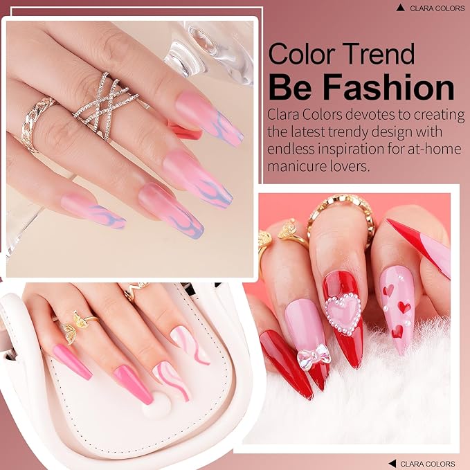 Clara Colors 32 Colors 14ml Gel Nail Polish Kit All In One Gel Polish Set with Base Matte Glossy Top Coat Tools Nails Art Decorations Salon Gel Polish Starter Kit Full Cover Natural