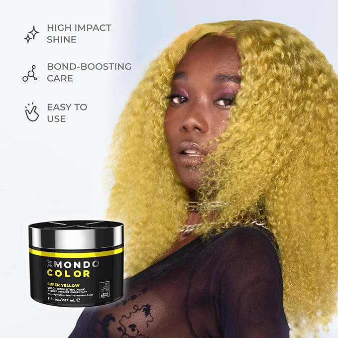 XMONDO Color Super Yellow Depositing Mask &amp Semi-Permanent Yellow Dye | Infused with Bond Booster Technology &amp Hyaluronic Acid for Nourishment Revitalization &amp Repair Vegan Formula 8 Fl